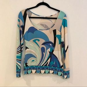 Emilio Pucci Small scoop neck top blue white